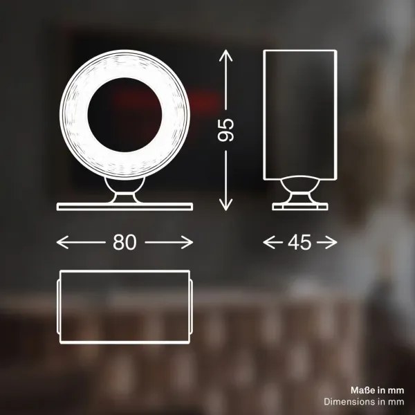 Briloner 3896015 - Lampada da parete a LED ricaricabile dimmerabile TARI LED/1,6W/5V 1500 mAh nero