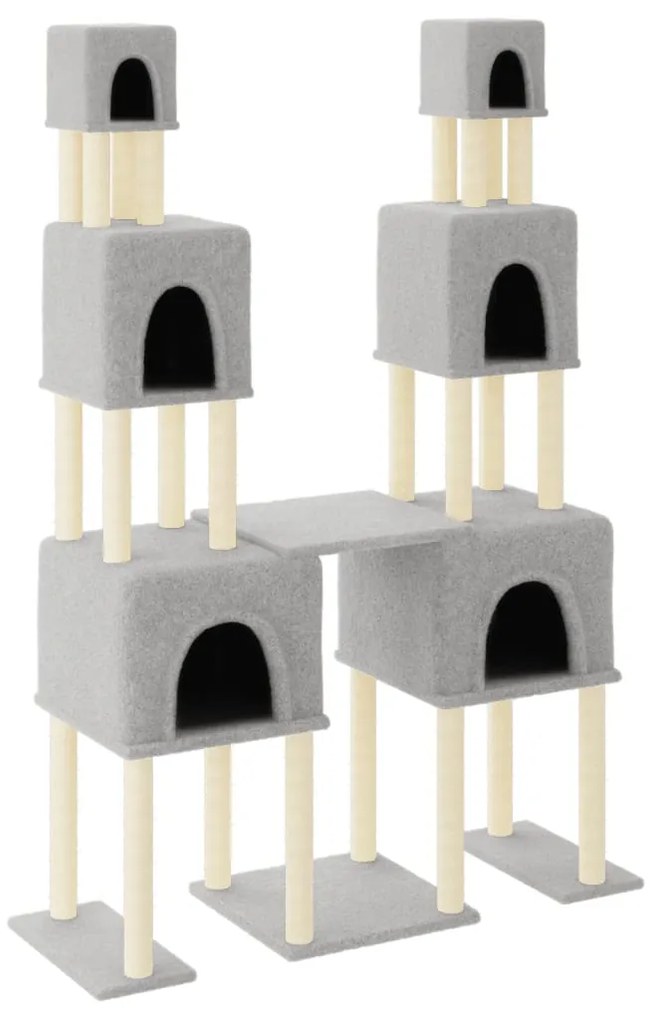 Albero per gatti con tiragraffi in sisal grigio chiaro 199 cm