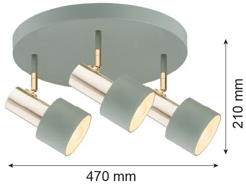 Argon 6007 - Faretto DORIA 3xE27/15W/230V verde/ottone