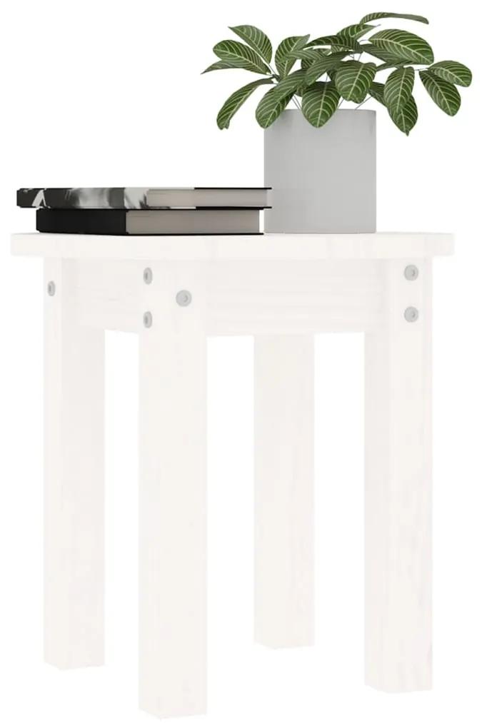 Tavolino da Salotto Bianco Ø 35x35 cm in Legno Massello di Pino