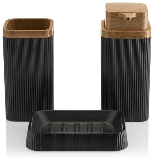 Set da bagno ZOYA 5 pz nero/marrone