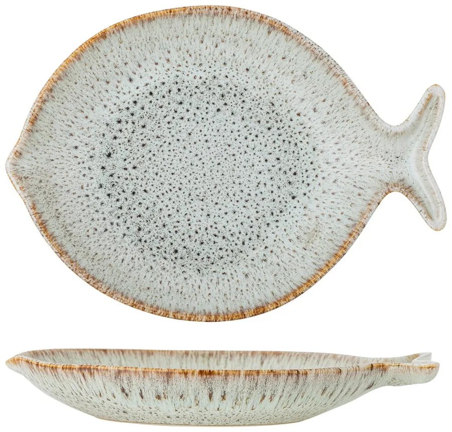 Piatto da portata blu e beige in gres Fleur – Bloomingville