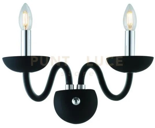 Applique a parete alfiere nero e cromo 2 luci attacco e14 12x23x26cm