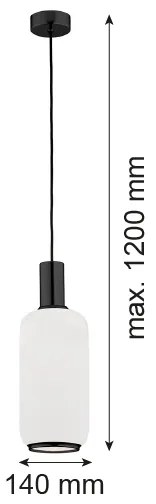 Argon 8563 - Lampadario a sospensione con filo SAGUNTO PLUS 1xE27/15W/230V diametro 14 cm nero
