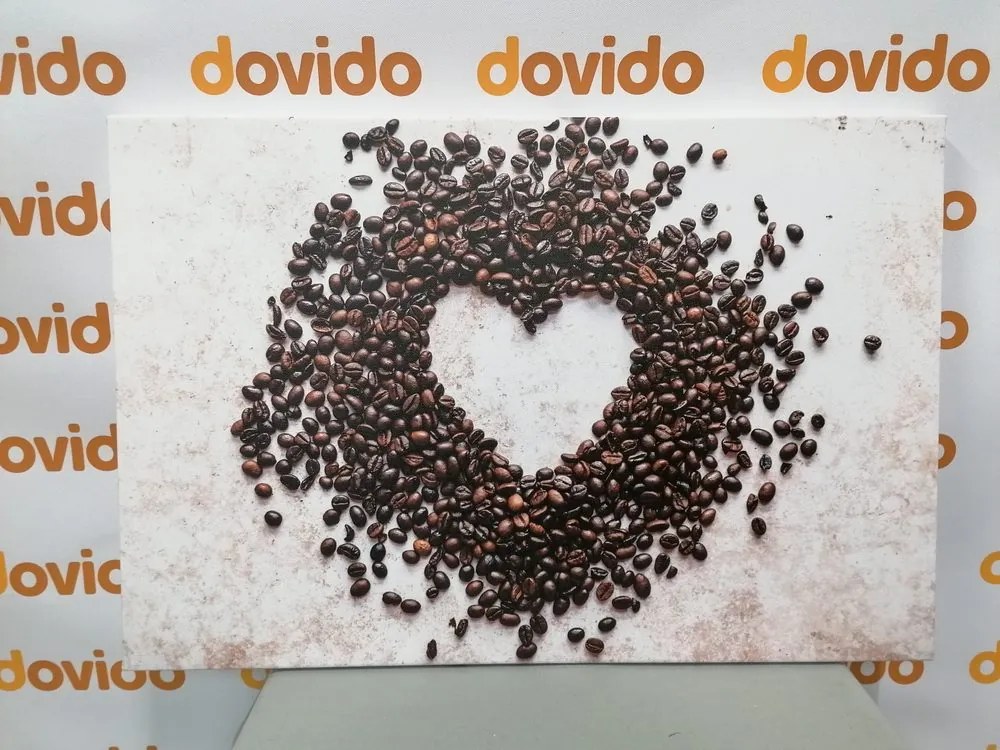 Quadro su tela – Cuore di chicchi di caffè