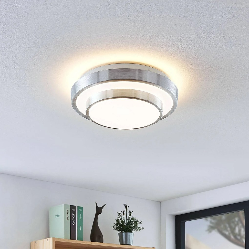 Lindby Naima LED plafoniera in alluminio, rotonda, 29,5 cm