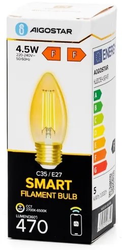Lampadina LED dimmerabile FILAMENT C35 E27/4,5W/230V 2700-6500K Wi-Fi - Aigostar