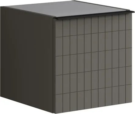 Base laterale Pixel con anta Grid laccato opaco grigio carbone e maniglia alluminio nero L.40 H.40 P.45,5 cm.