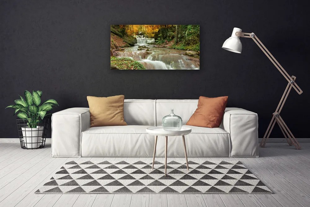 Stampa quadro su tela Cascata della natura della foresta 100x50 cm