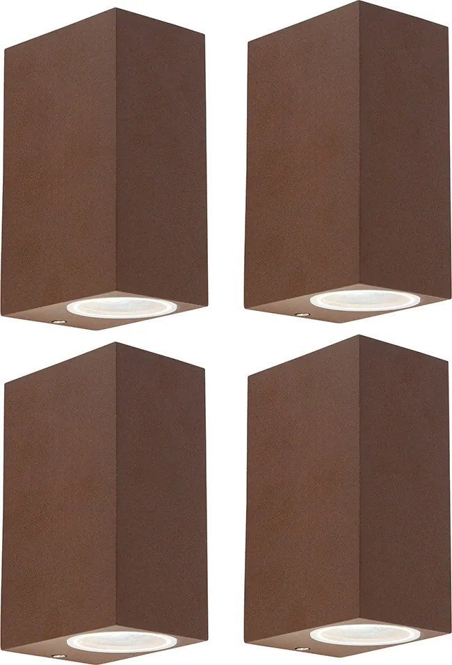 Set di 4 faretti da parete intelligenti marrone ruggine IP44 incl. 2 GU10 - Baleno