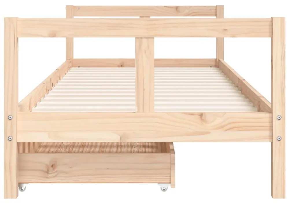Giroletto bambini con cassetti 80x200 cm legno massello di pino
