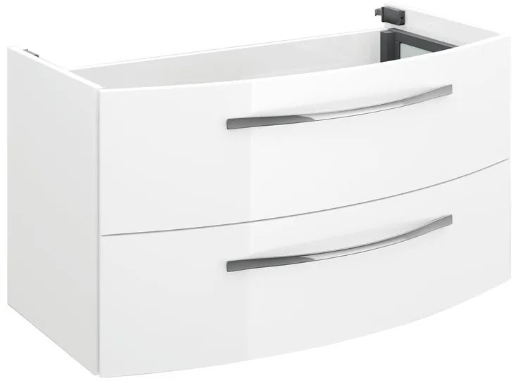 Mobile da bagno sotto lavabo bianco lucido lucido L 90 x H 49 x P 48 cm 2 cassetti, lavabo non incluso