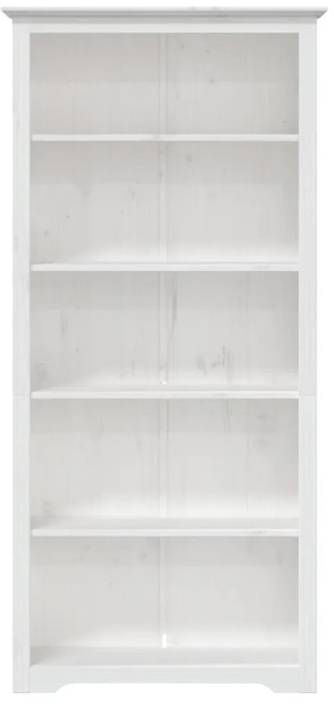 Libreria bodo 5 ripiani 80x38x180 cm legno massello pino bianco