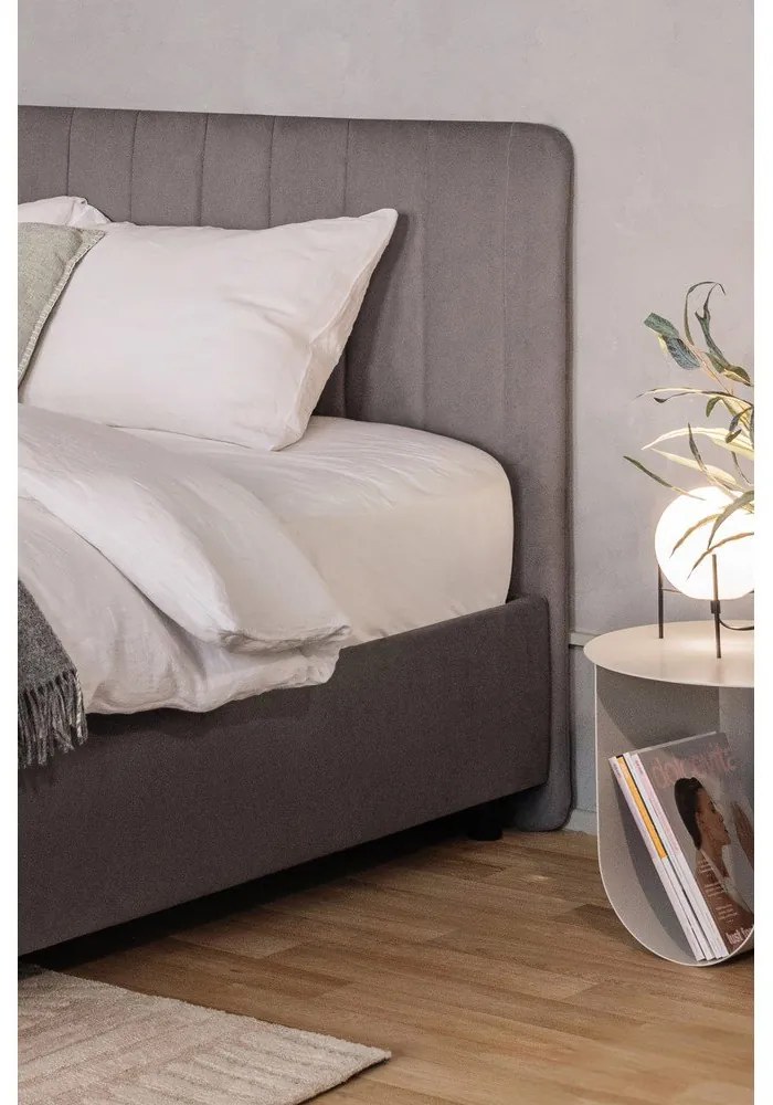 Letto matrimoniale imbottito grigio con contenitore con rete inclusa 160x200 cm Myra Slim Line – Bonami Selection