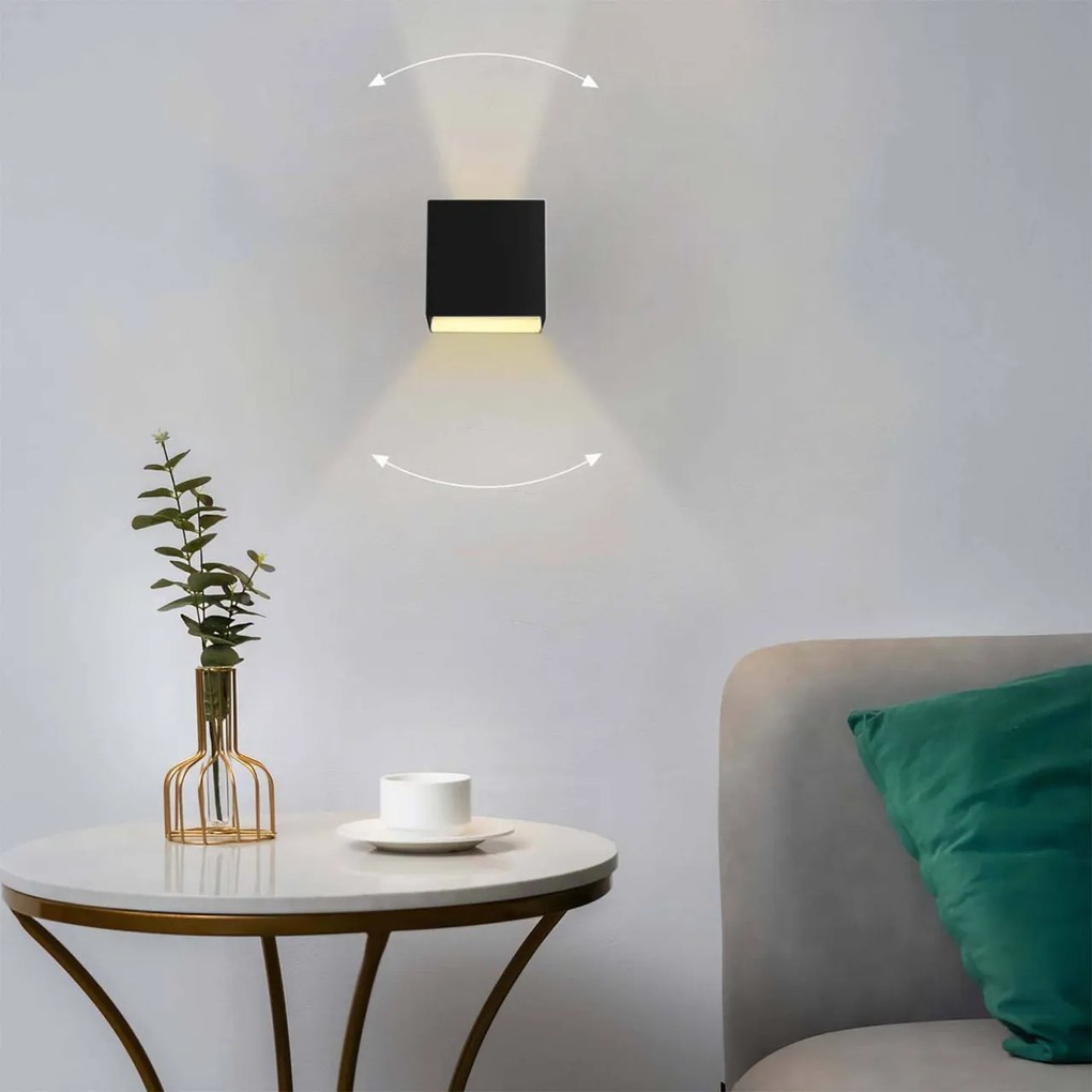 Applique LED Cubo 10W IP65 Nero - 2CCT Colore Bianco Variabile CCT
