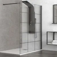 Parete doccia walk-in cristallo serigrafato h200cm 6mm profilo nero nerofree1, misura 100