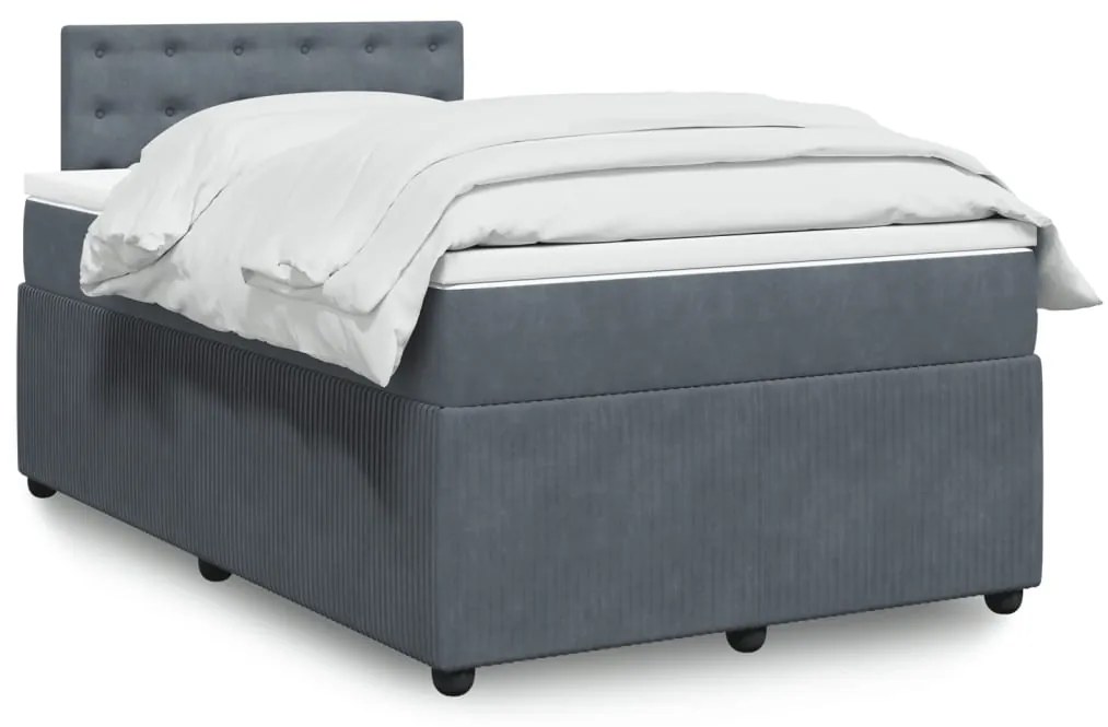 Giroletto A Molle Con Materasso Grigio Scuro 120x190 Cm Velluto /