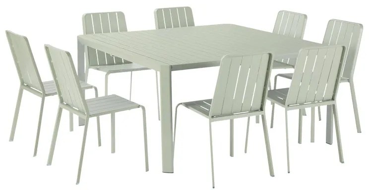 Set tavolo e sedie Idaho NATERIAL in alluminio verde per 8 persone