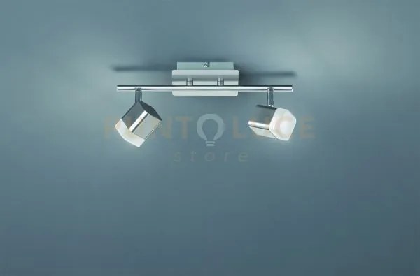 Roubaix barra 2 spots led 7w 800lm, 3000k quadrati metallo acciaio ...