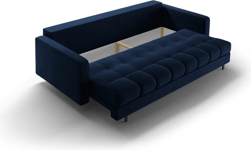 Divano blu scuro allungabile/con contenitore con rivestimento in velluto 222 cm Bali – Cosmopolitan Design