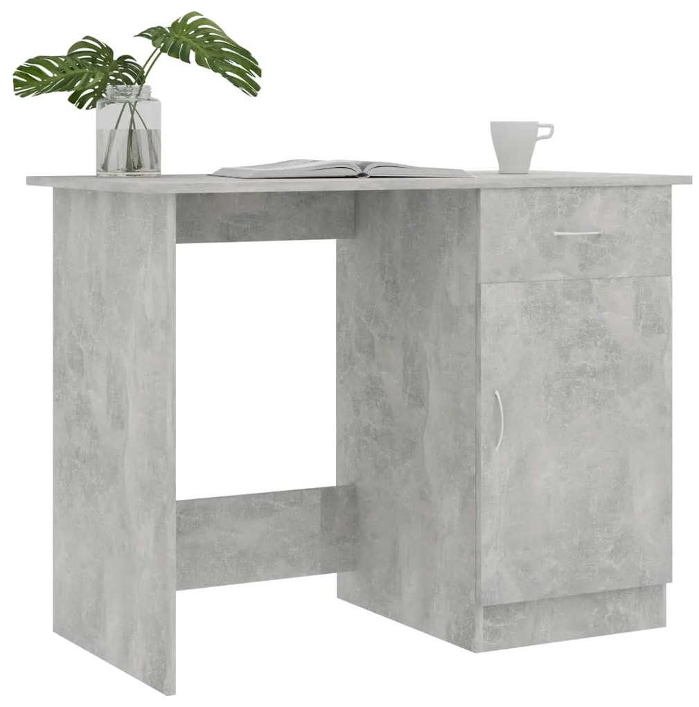 Scrivania grigio cemento 100x50x76 cm in truciolato