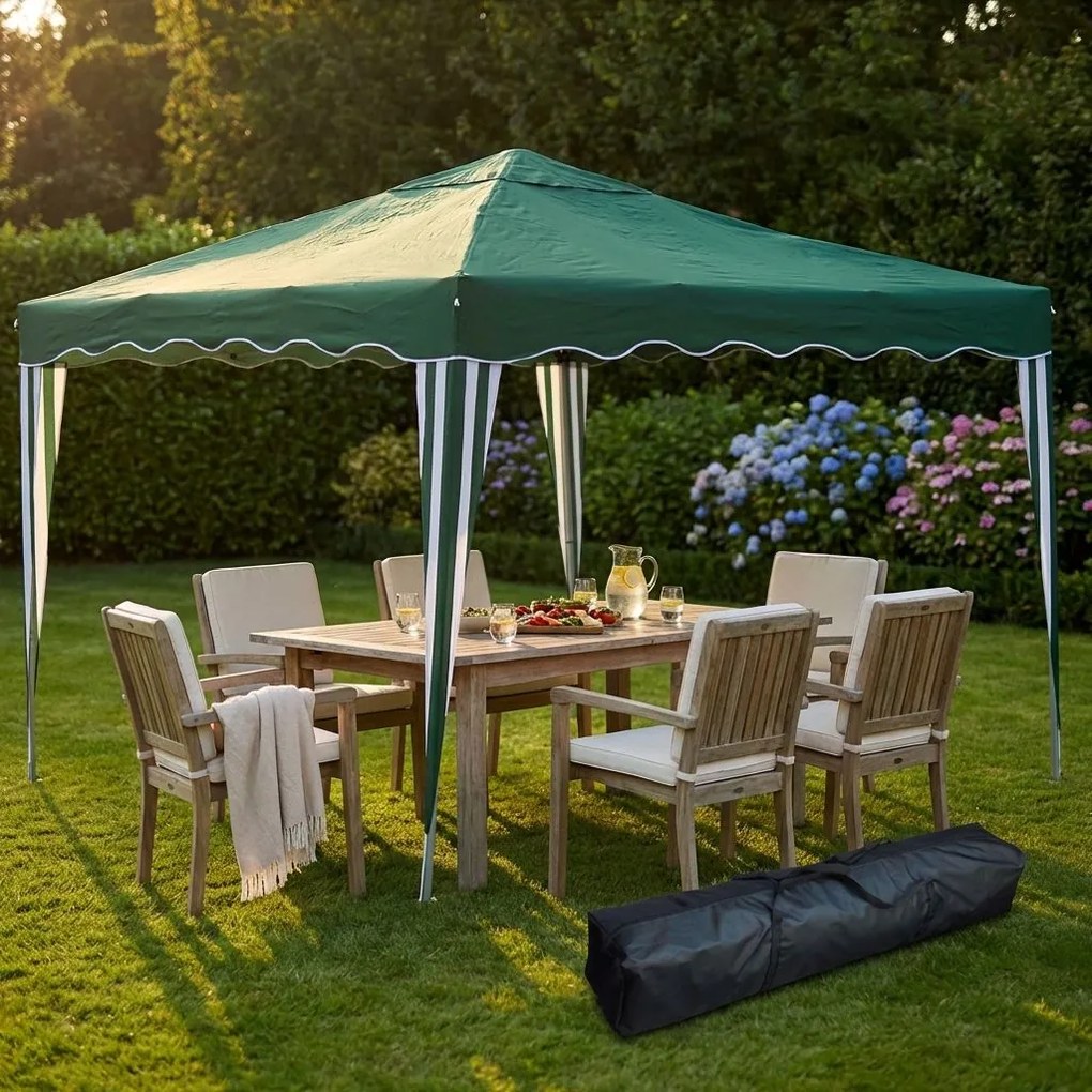 HEBES - gazebo pieghevole e richiudibile completo di sacca protettiva in acciaio 3 x 3 m