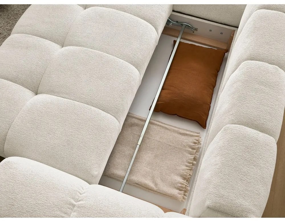 Divano angolare bianco allungabile e con contenitore (penisola a sinistra/a L) con rivestimento in ciniglia Everest – Bobochic Paris