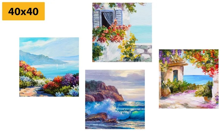 Set di quadri – Paesaggio marino in imitazione di pittura