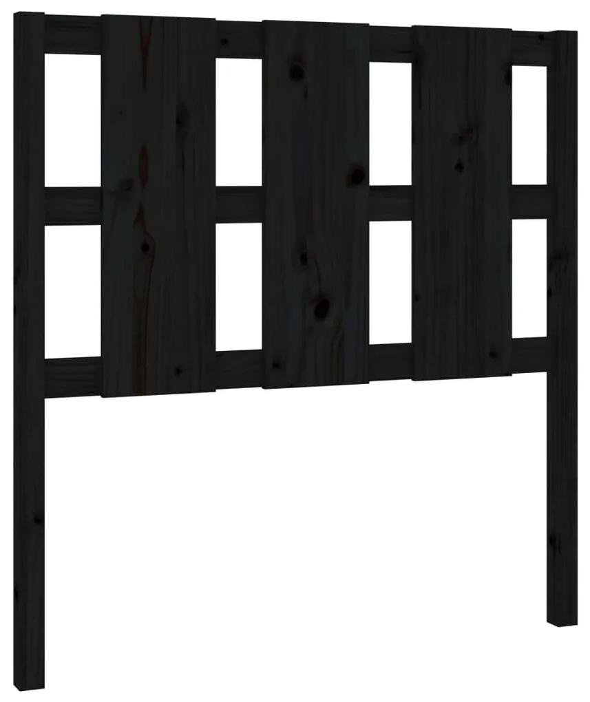 Testiera per letto nera 105,5x4x100cm in legno massello di pino