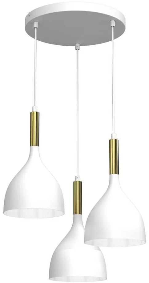 Lampadario a sospensione con filo NOAK 3xE27/60W/230V bianco/oro