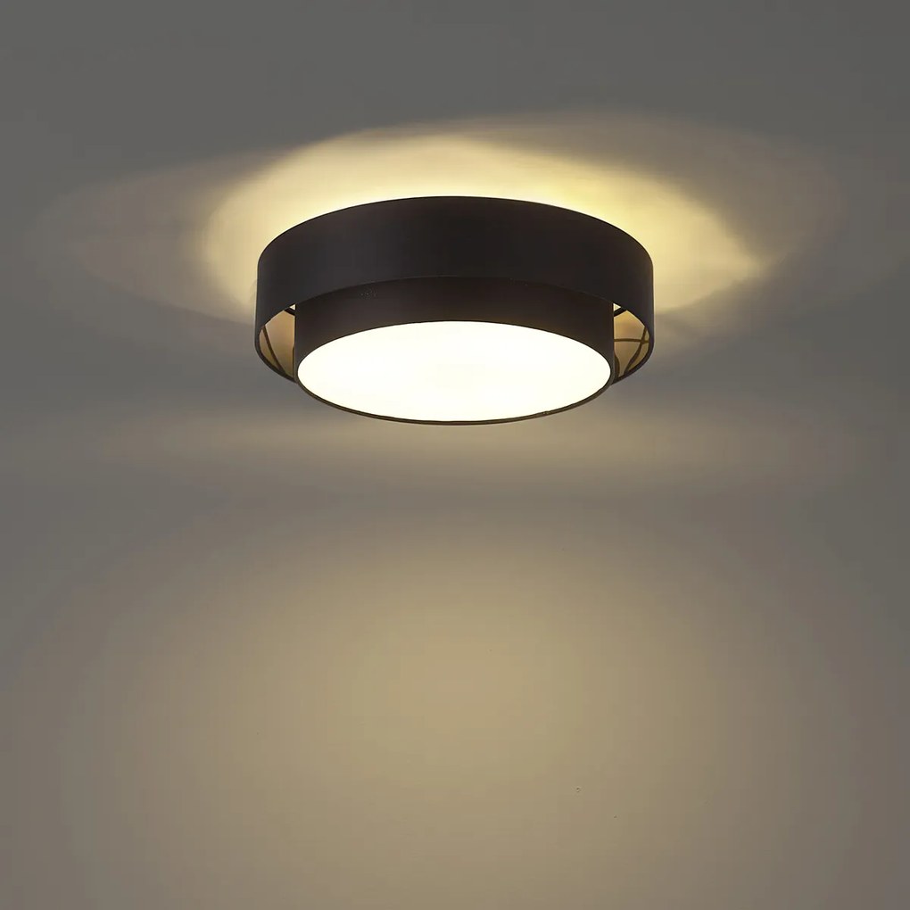 Plafoniera moderna nera 50cm 3 luci - Drum Duo