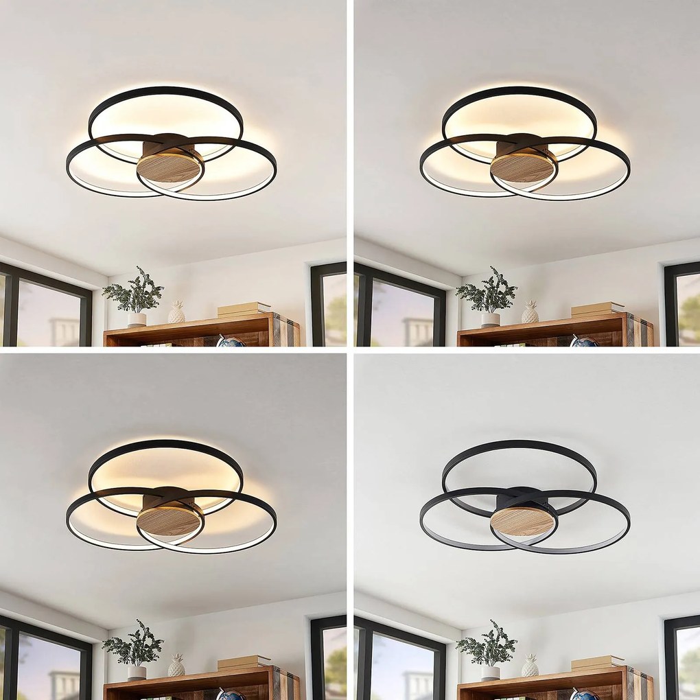 Lindby Riley Plafoniera LED, dimmerabile, nero