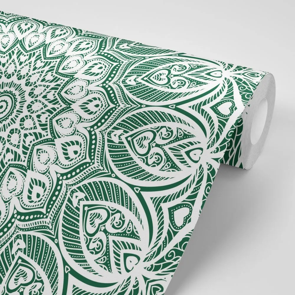 Carta da parati – Mandala dell'armonia su sfondo verde