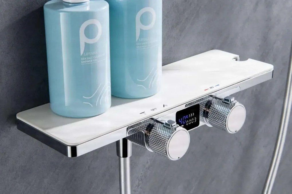 Sistema doccia ELITE EDITION BBT2053 termostatico con LED e getti multipli, in più finiture tra cui nero opaco e grigio — Grigio gunmetal pietra