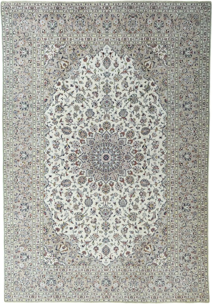 Kashan Tappeto 250x350 Beige (Iran) Annodato A Mano
