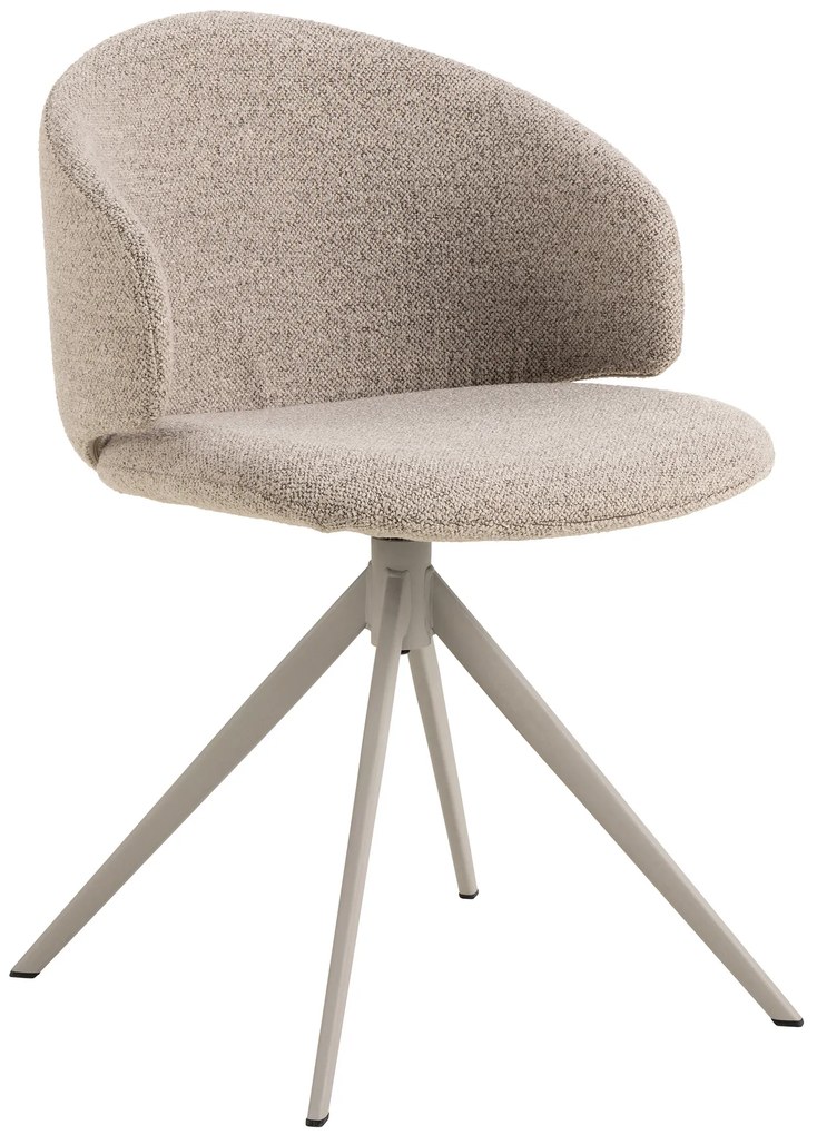 NELA Beige Caffelatte (tessuto Monza 60)/gambe beige - MODERNA SEDIA BOUCLÉ GIREVOLE PER SOGGIORNO/SALA DA PRANZO/UFFICIO BOHO
