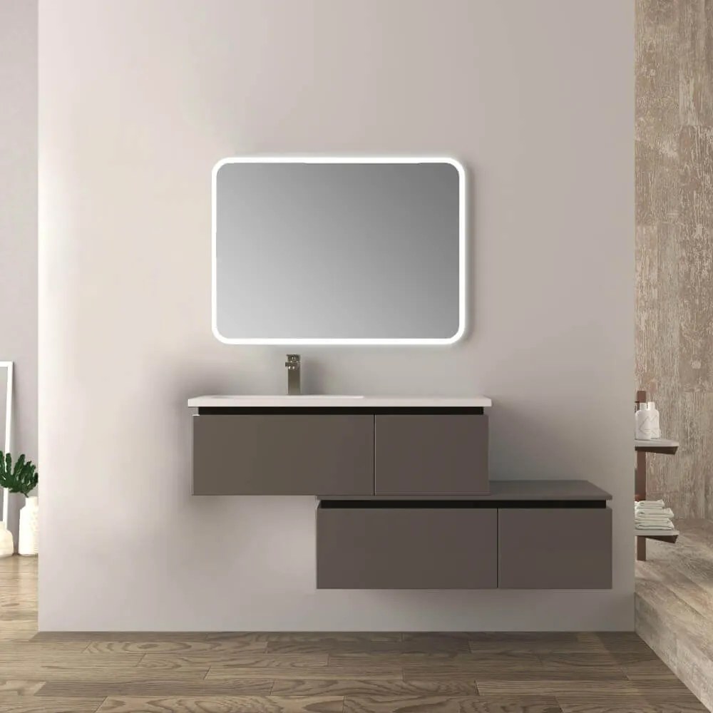 Mobile bagno 140 cm sospeso grigio talpa Slide