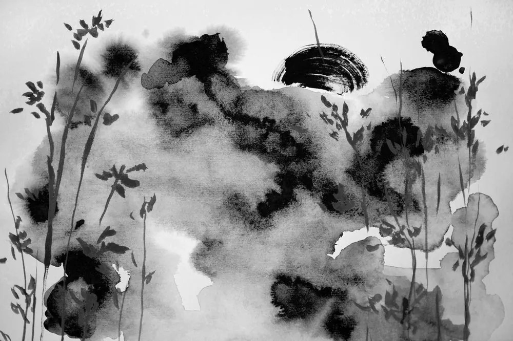 Carta da parati – Pittura giapponese del cielo in bianco e nero