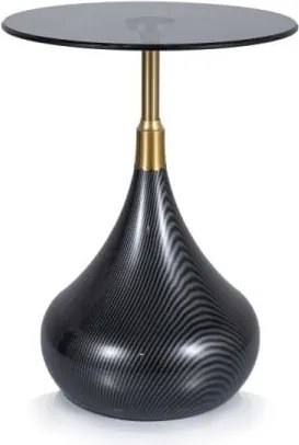 Tavolino da caffè Taurus in vetro fumé/nero - ø40/h54