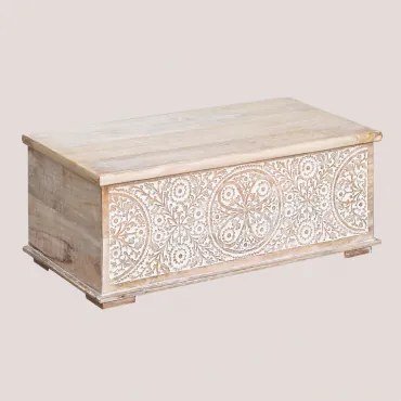 Baule in legno di mango Nanup Legno Bianco Vintage - Sklum
