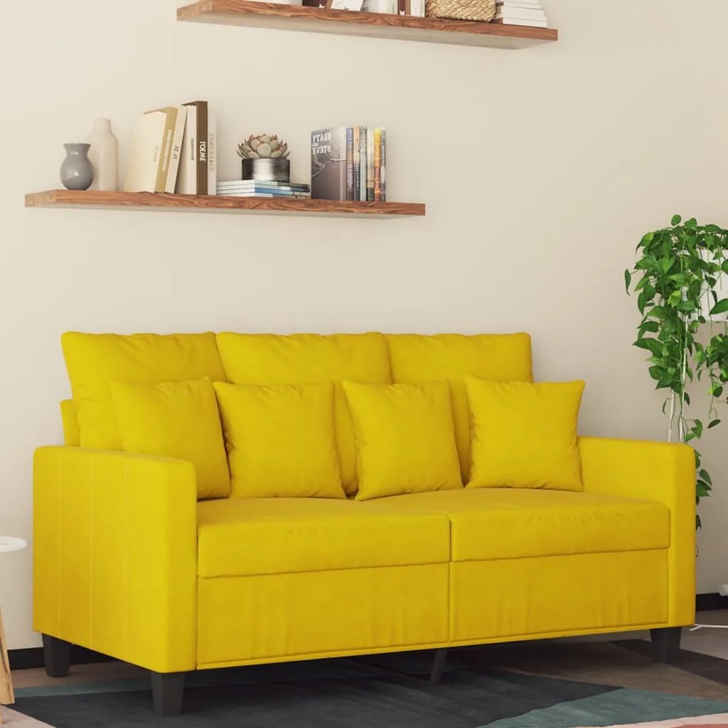 Divano A 2 Posti Giallo 120 Cm İn Velluto /