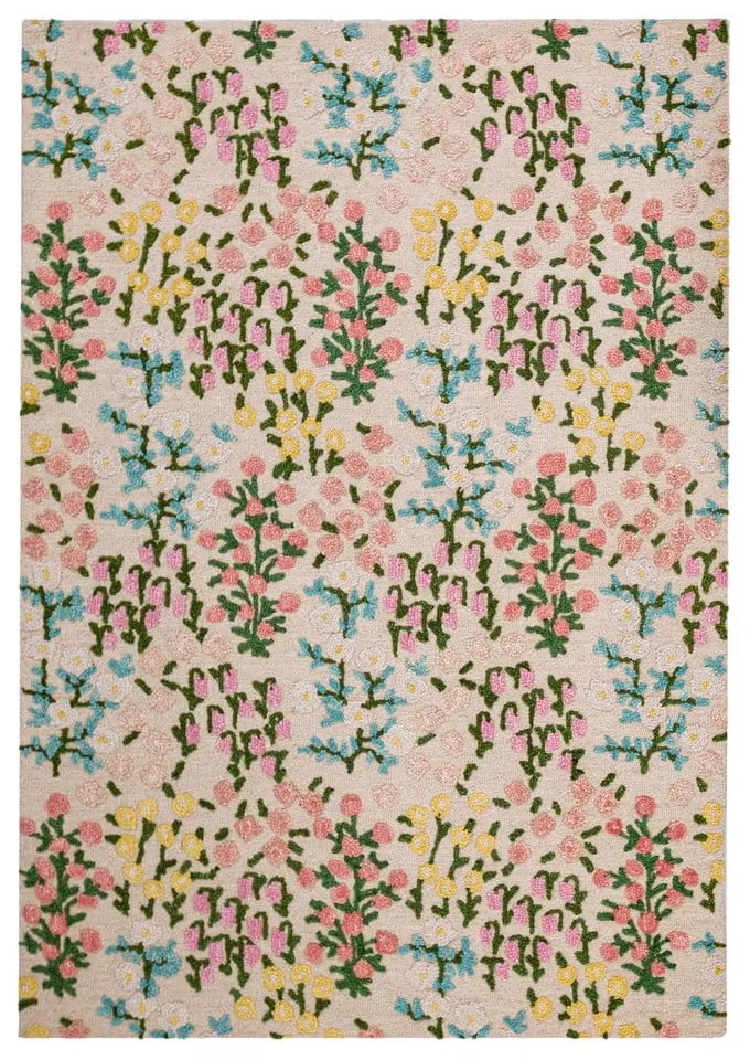 Tappeto color crema in lana tessuto a mano 160x230 cm Emilia Floral – Flair Rugs