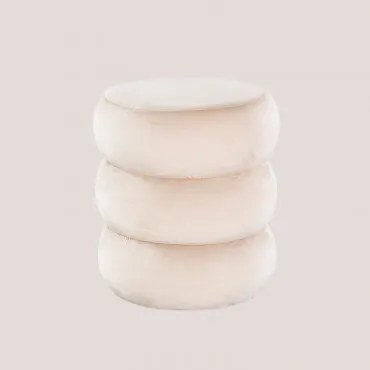 Puff tondo in Velluto Marlin Beige Crema - Sklum