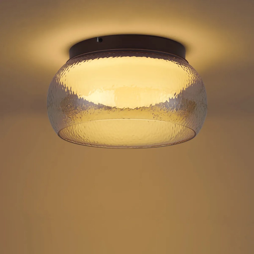 Plafoniera Art Déco marrone con vetro ambrato con LED integrato dimmerabile a 3 fasi - THIMBLE