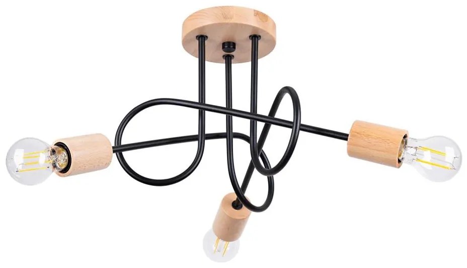 Sollux SL.1477 - Lampadario a plafone EMBER 3xE27/15W/230V nero/beige/faggio