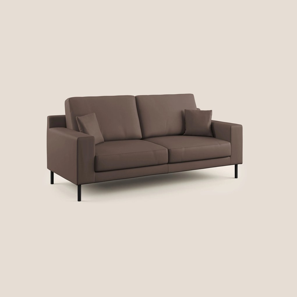 Uranio divano moderno lineare in Ecopelle impermeabile T04 marrone