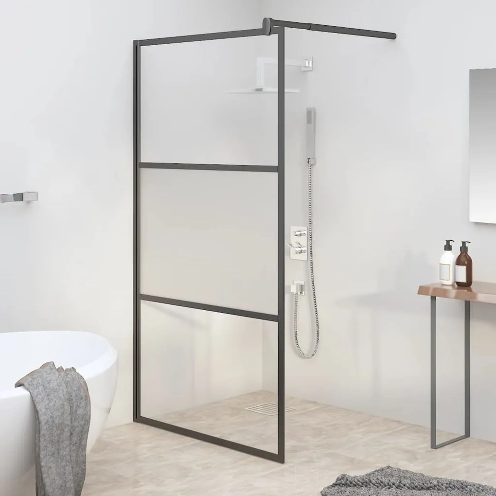 Parete Doccia Walk İn 115x195cm Vetro Semi Smerigliato Esg Nero /
