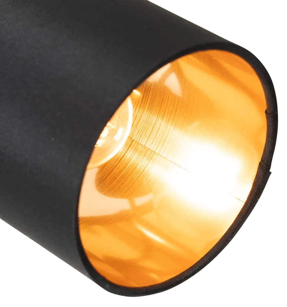 Faretto moderno nero con interno dorato 3 luci - Lofty