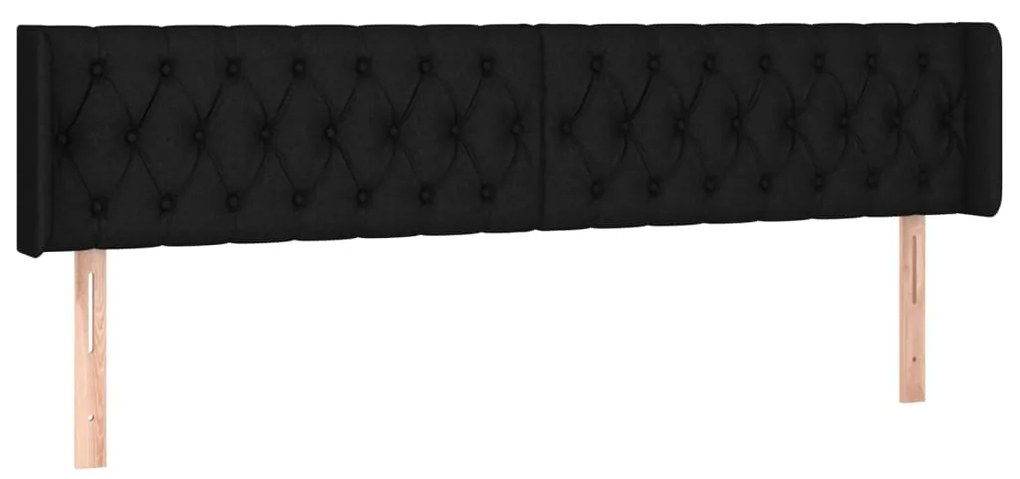 Testiera ad orecchio nera 183x16x78/88 cm in tessuto