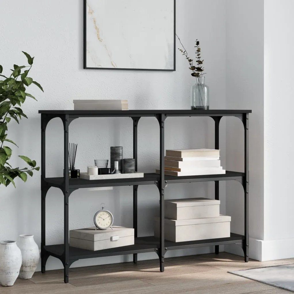 Tavolino consolle nero 100x29x75 cm in legno multistrato